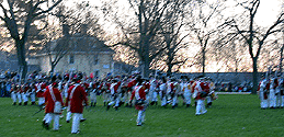 Redcoats reforming ranks on the green.