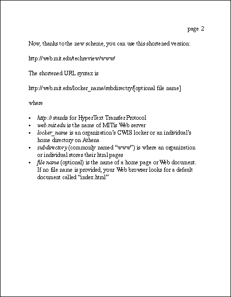 Sample Technical Information Memorandum, page 2