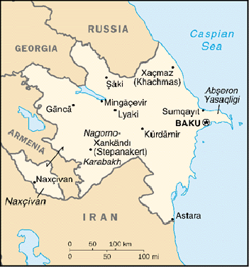 [Country map of Azerbaijan]