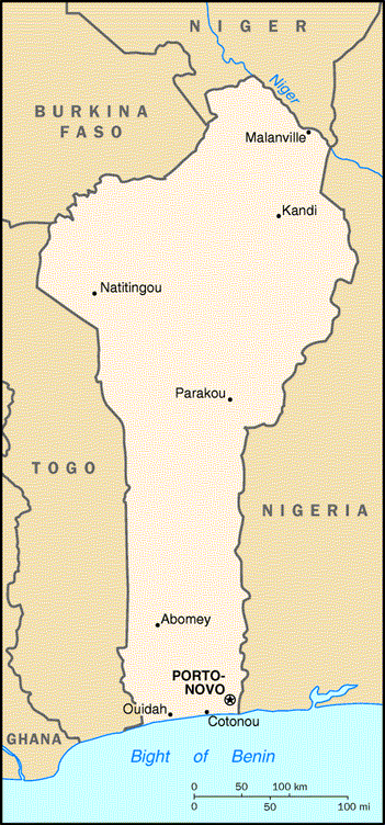 [Country map of Benin]