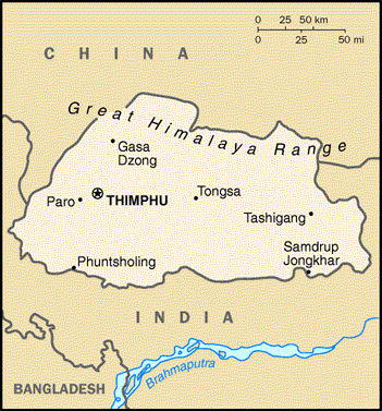 [Country map of Bhutan]
