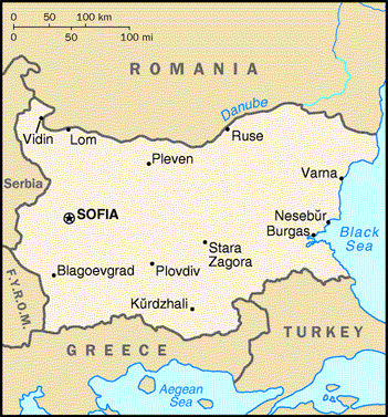 [Country map of Bulgaria]