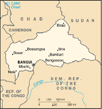 [Country map of Central African Republic]
