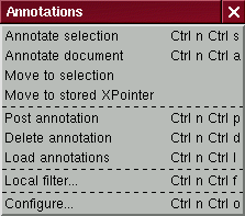 Annotations menu