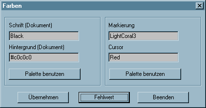 Der Dialog Einstellungen f�r Farben