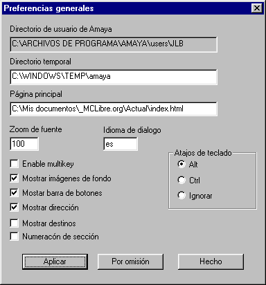 Caja de di�logo Preferencias generales
