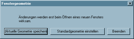 Der Dialig Einstellungen f�r Geometrie