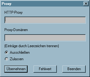 Der Dialog Einstellungen f�r Proxy
