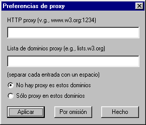 Caja de di�logo Preferencias de proxy