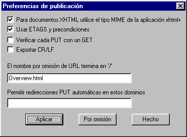 Caja de di�logo Preferencias de publicaci�n