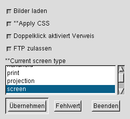 Dialog f�r Browsereinstellungen