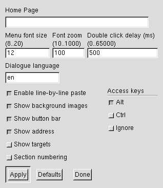 General Preferences Dialog