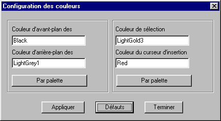 Color Preferences Menu