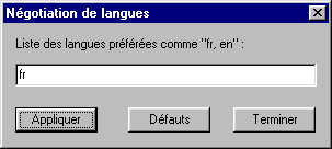 Language negotiation menu