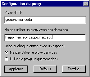 Proxy Preferences Menu