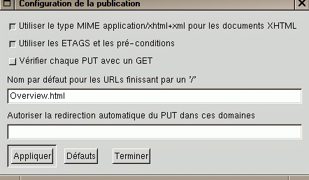 Publish Preferences Menu