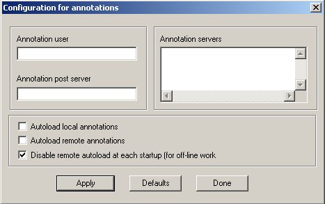 Configuring Annotations Dialog