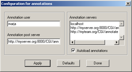 configuration dialog box
