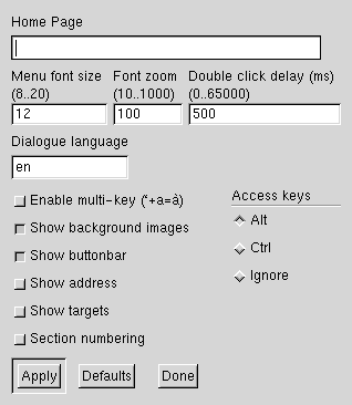 General Preferences Dialog