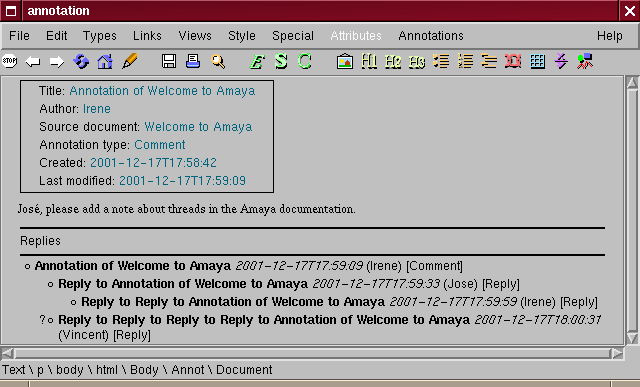 An annotation with a discussion thread