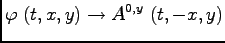 $\displaystyle \varphi \ (t, x, y) \to A^{0, y}\ (t, -x, y)$