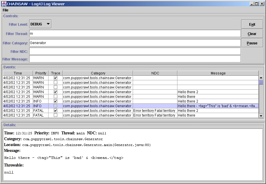 Screen shot of chainsaw
