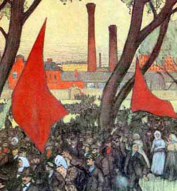 Kustodiev painting: May Day Demonstration Kustodiev Painting