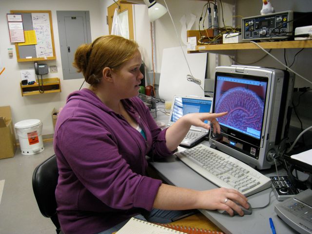 Holly Mann in the lab