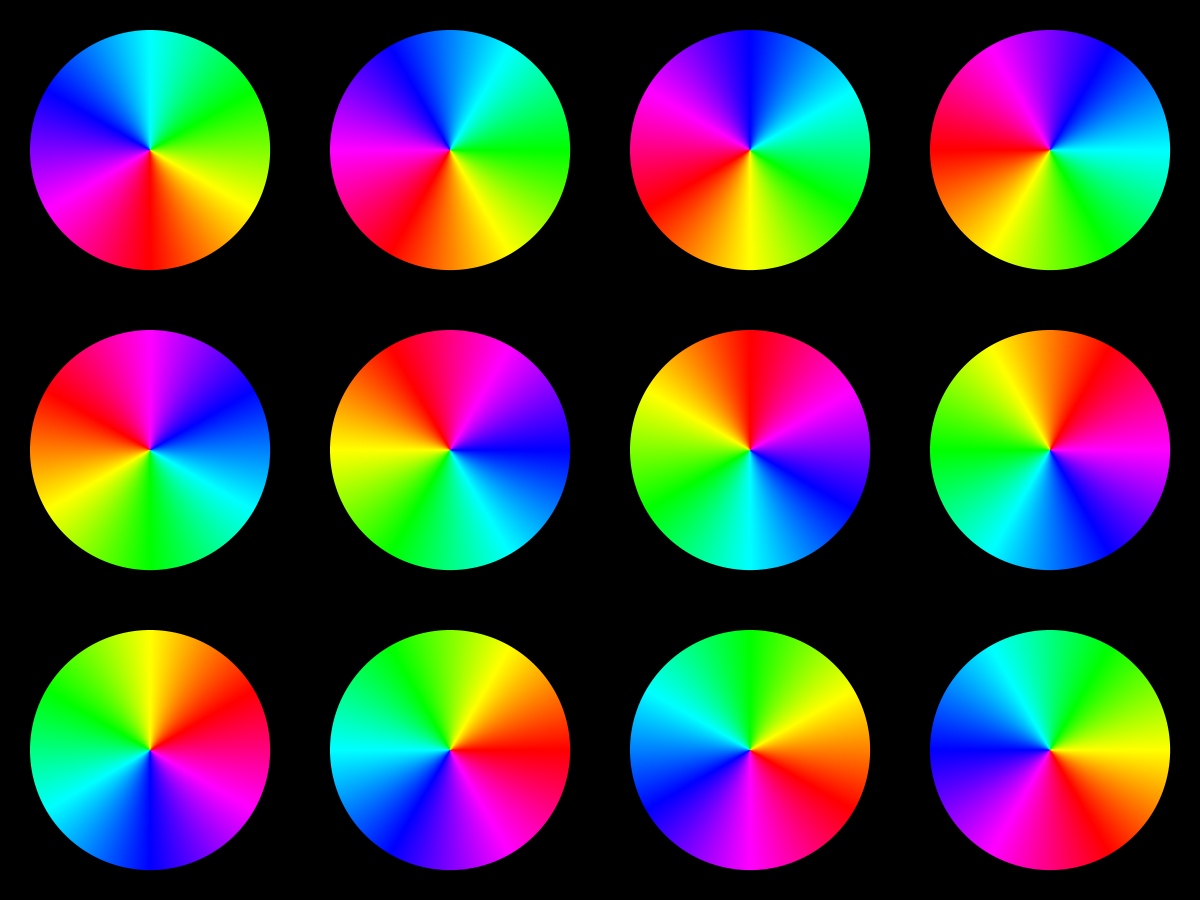 saturated RGB colors projected to the ab plane of the CIE Lab color space